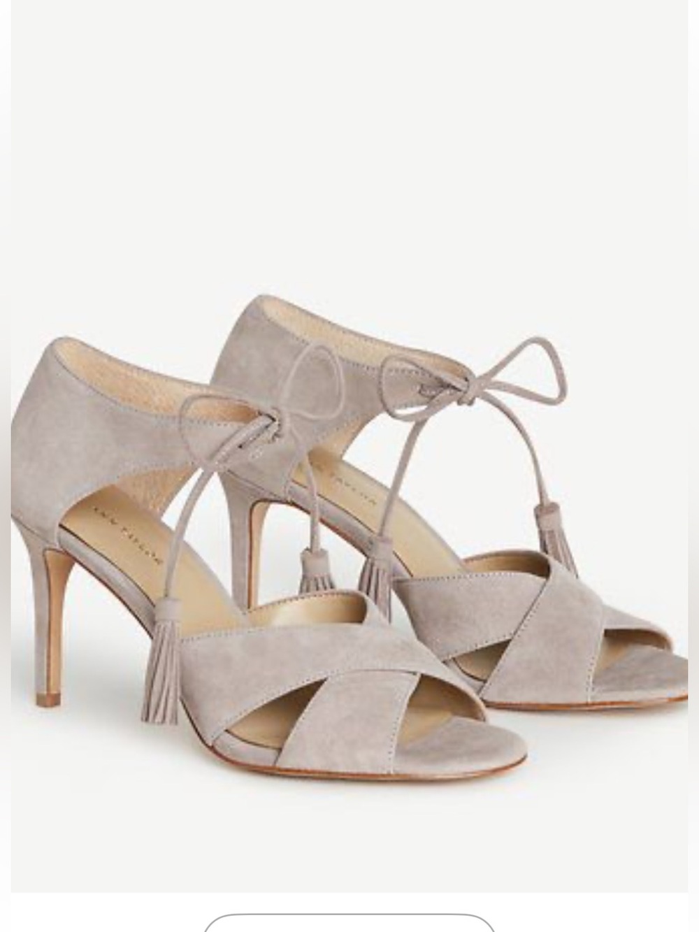 Ann Taylor Ezra Suede Tassel Heel Sandal Size 8